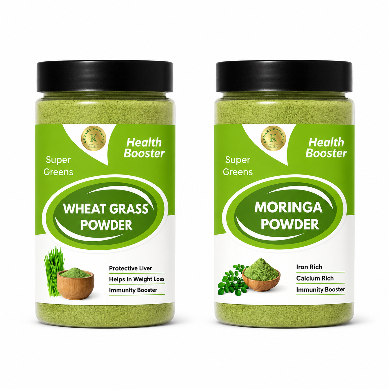 Super Greens Combo Moringa| Wheat Grass Powder 100g Each