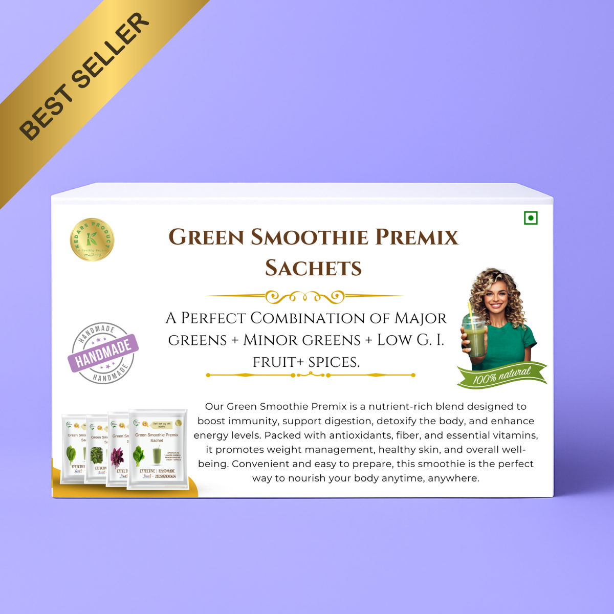 Kedars Product Green Smoothie Premix Sachets - Quantity 28 sachets