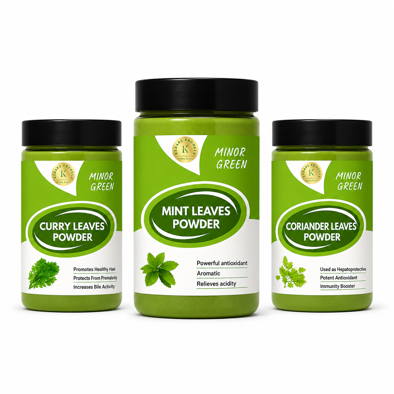 Minor Greens Combo Curry|Coriander|Mint 100g Each
