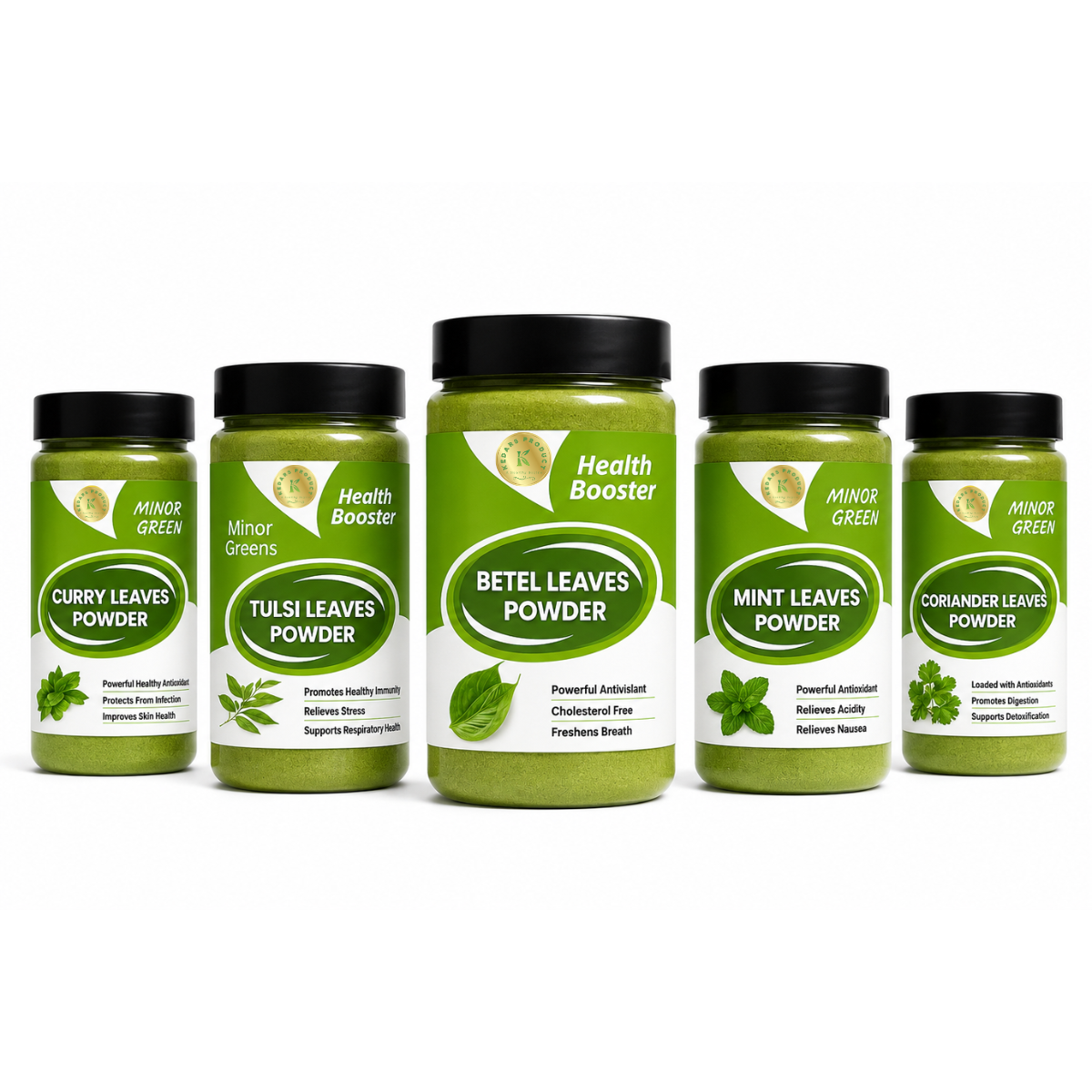 Minor Greens Combo Mint |Coriander |Curry |Betel| Basil 100g Each