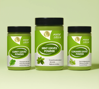 KEDARS PRODUCT Minor Greens Combo Curry /Coriander/Mint 100 Gram Each