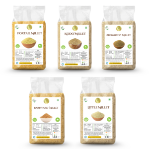 KEDARS PRODUCT Millets 2.5Kg - Natural Grains Combo Pack of 5 | Unpolished Millets | Siridhanya | Foxtail 500g, Kodo 500g,Little 500g, Barnyard 500g,Browntop 500g