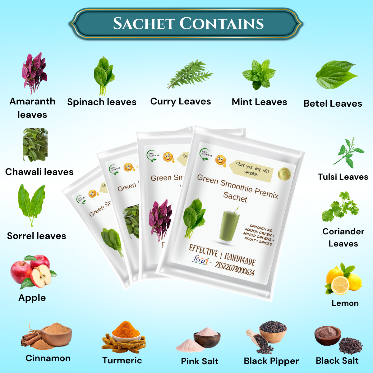 Kedars Product Green Smoothie Premix Sachets - Quantity 28 sachets - Image 3