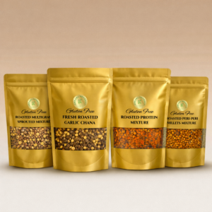 KEDARS PRODUCT Ultimate Roasted Nutrition 4 Pack Combo – Sprouted, Millet, Protein & Garlic Chana