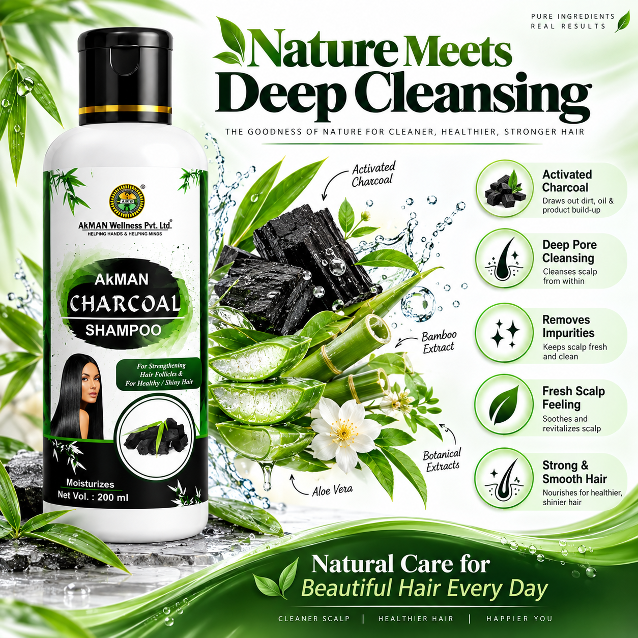 Akman Charcoal Shampoo - 200ml - Image 4
