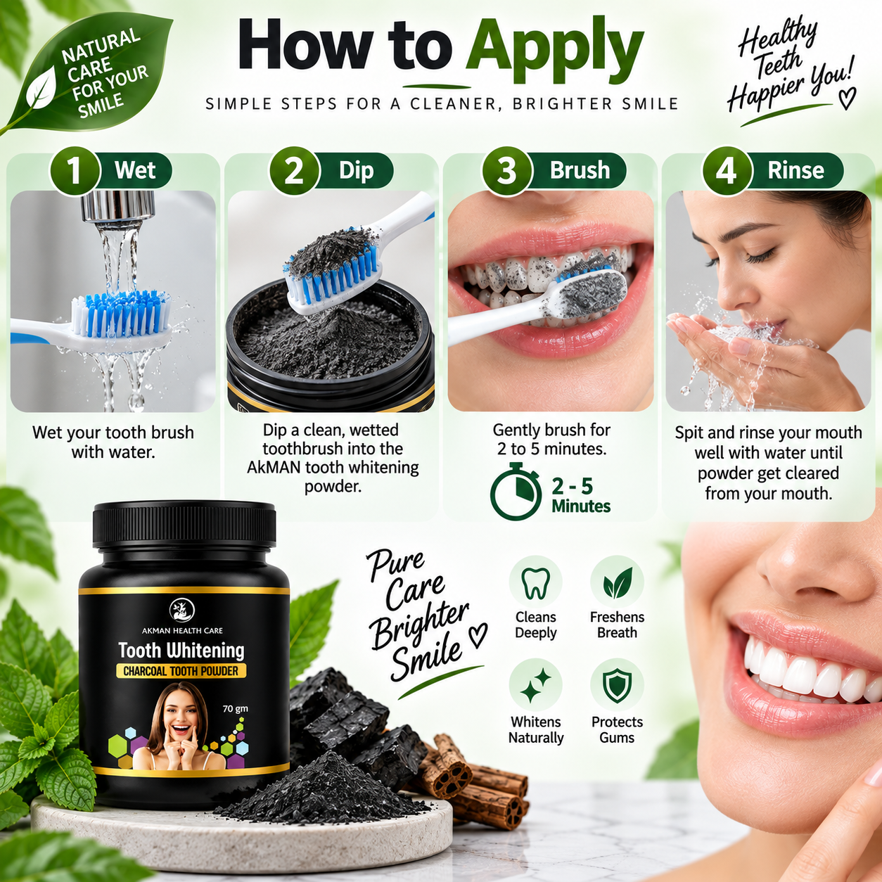 Akman Charcoal Thooth Powder - 70 gram - Image 5